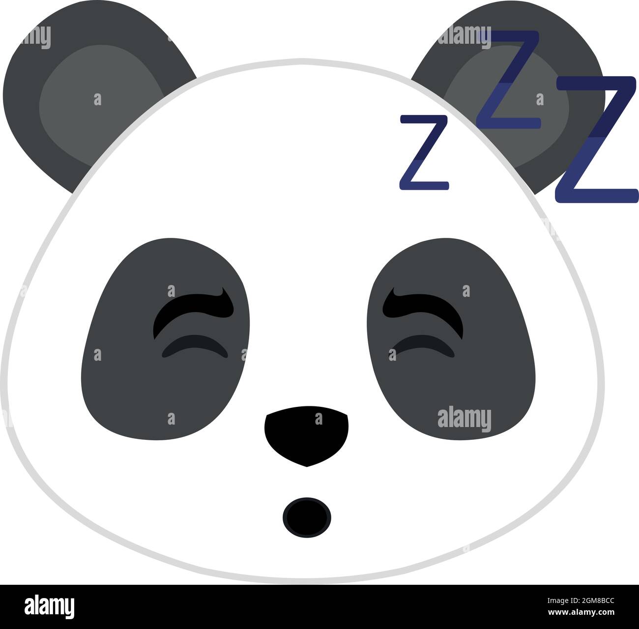 Vector emoticon illustration of the face of a cartoon panda bear sleeping Stock Vector