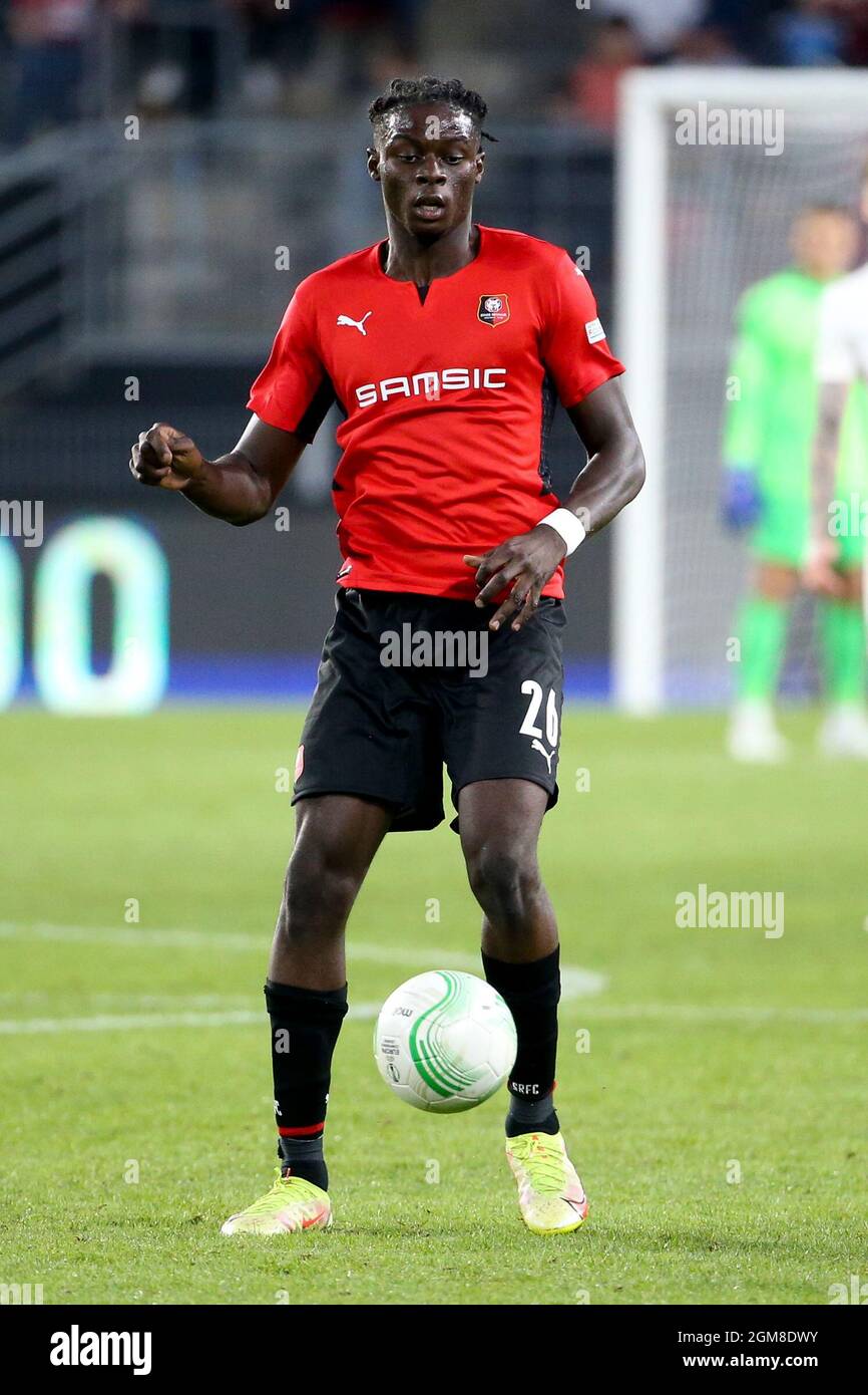 Chimuanya Ugochukwu of Rennes during the UEFA Europa Conference League,  Group Stage, Group G football match between Stade Rennais and Tottenham  Hotspur on September 16, 2021 at Roazhon Park stadium in Rennes,