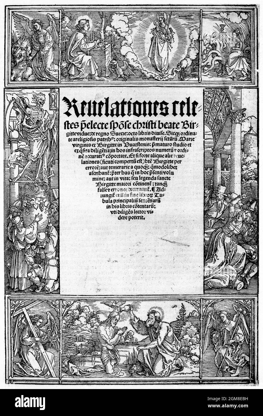 From the Revelationes S. Birgittae, Nuremberg , F. Peypus, 1517. The cuts from Dürer's school. Aus den Revelationes S. Birgittae, Nürnberg , F. Peypus Stock Photo