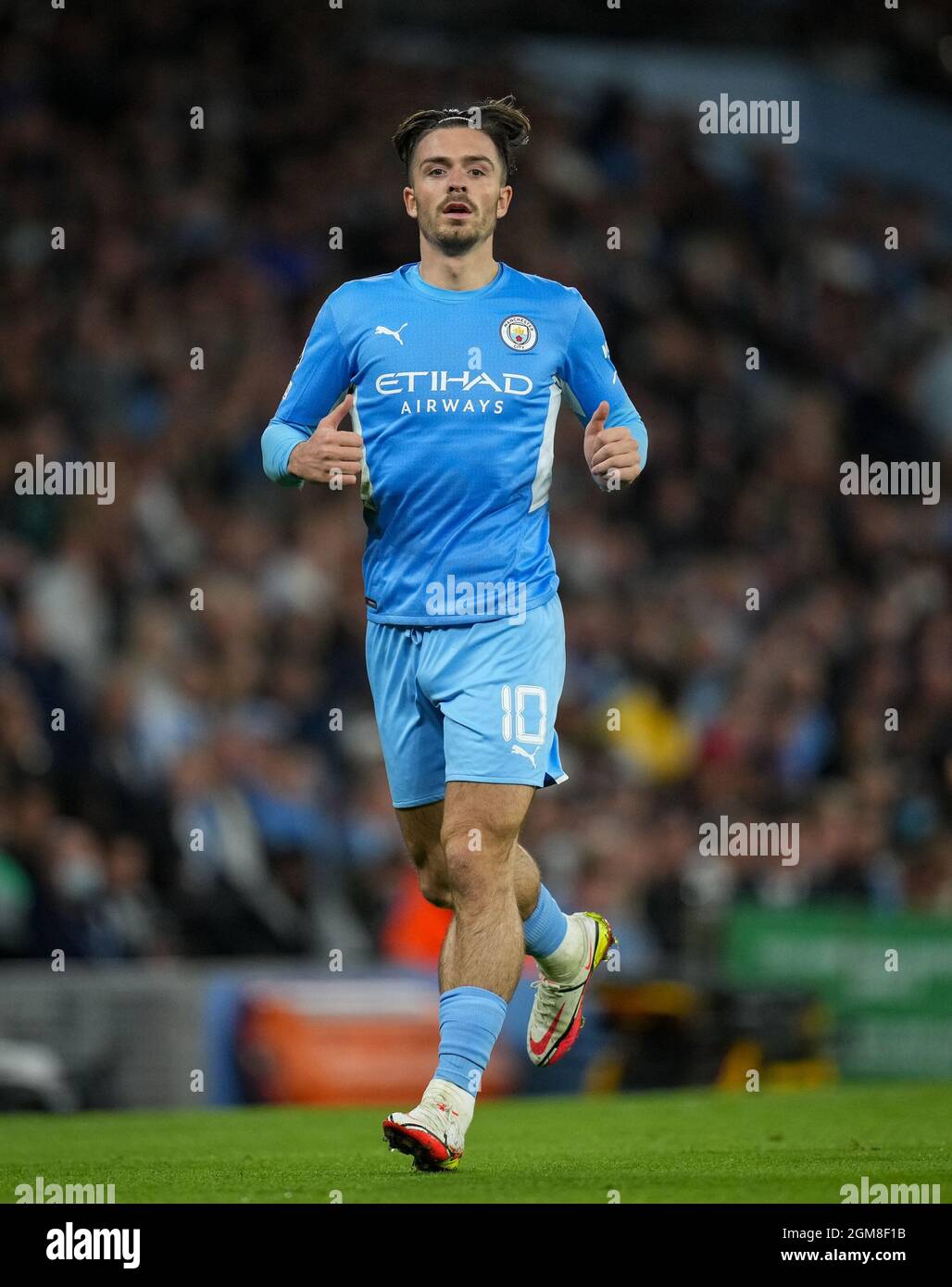 Manchester, UK. 15th Sep, 2021. Jack Grealish of Man City during the UEFA Champions  League group match between Manchester City and RB Leipzig at the Etihad  Stadium, Manchester, England on 15 September