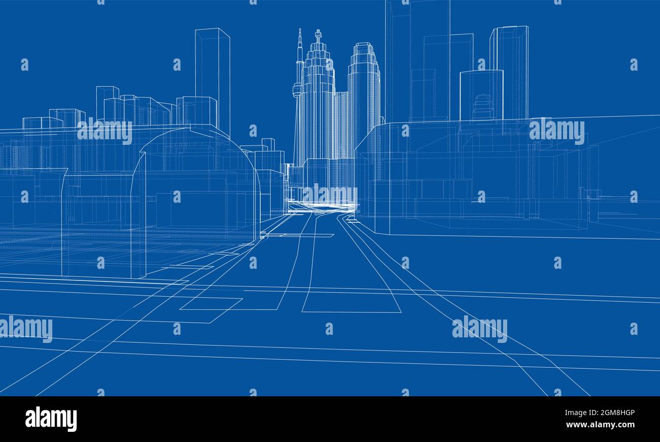 Vector 3d urban landscape. Buildings and roads Stock Vector Image & Art ...