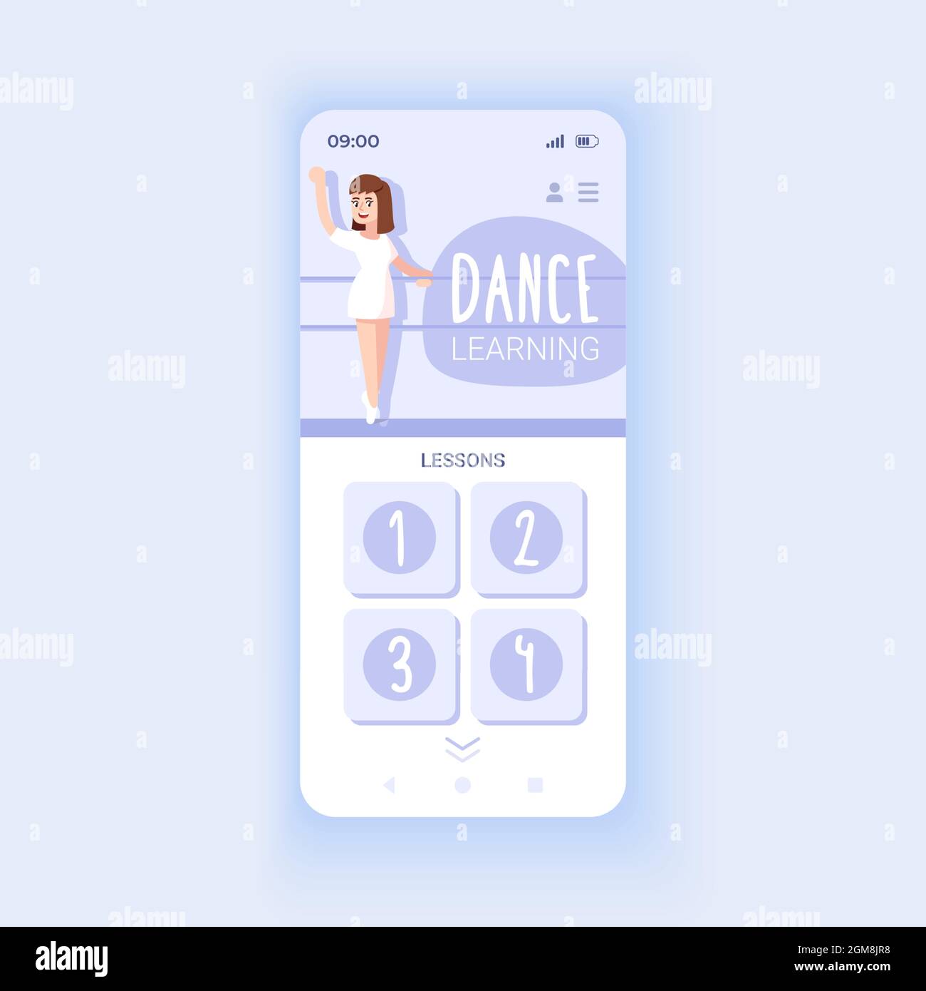 Dance learning app smartphone interface vector template Stock Vector