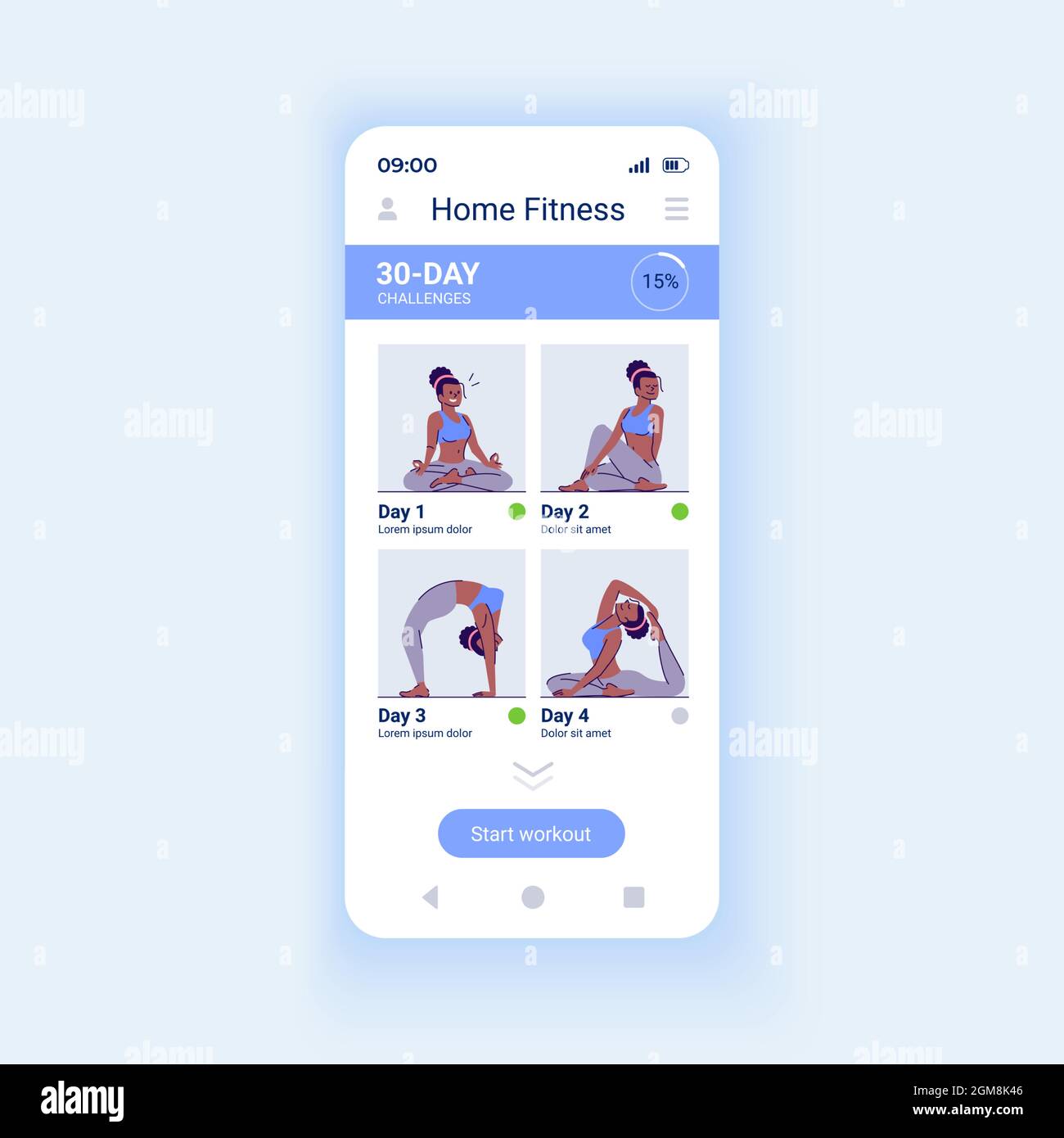 Home fitness app smartphone interface vector template Stock Vector ...
