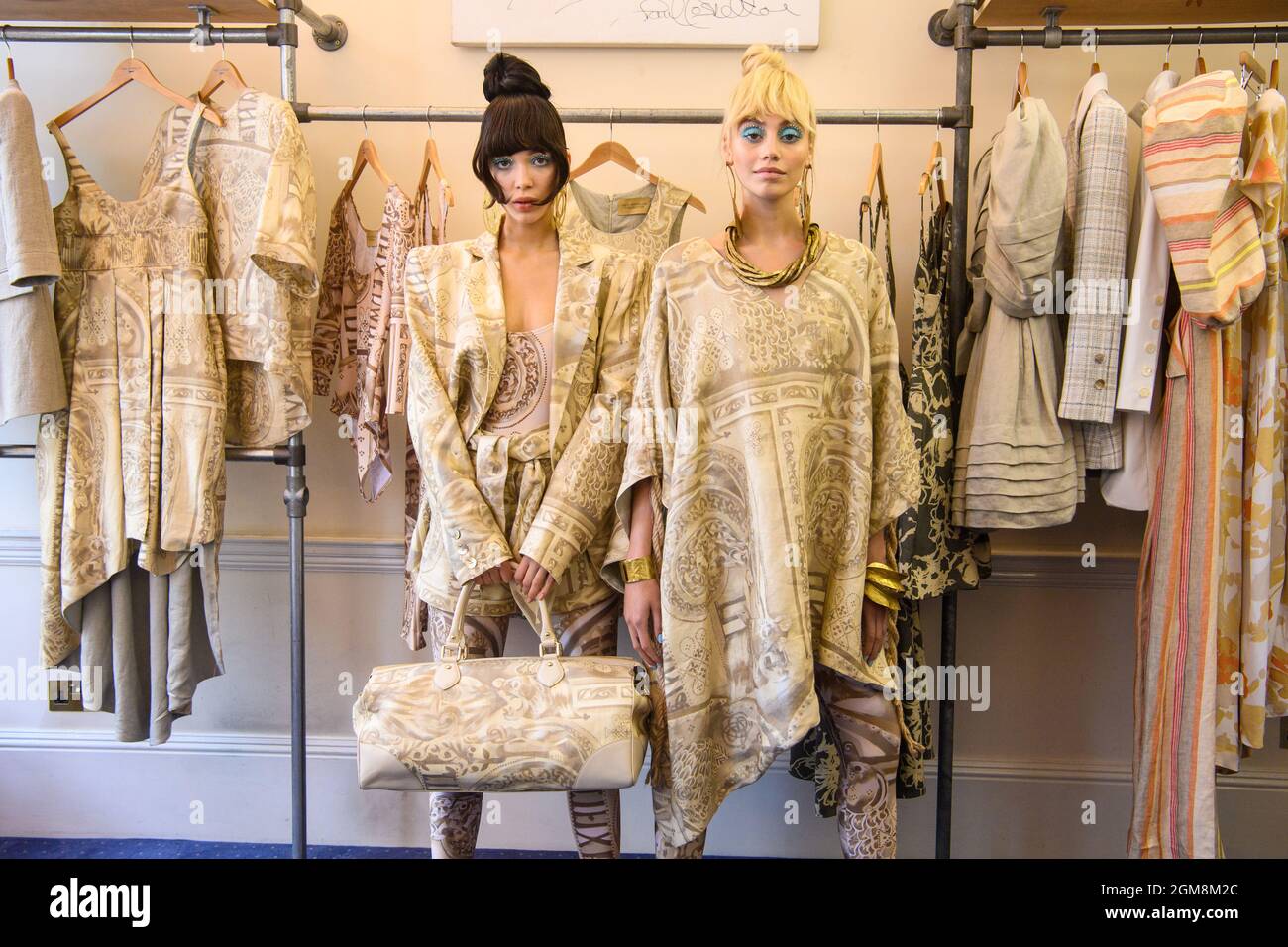 London, UK. 17 September 2021. A model wearing a creation by Paul Costelloe, during a presentation as part of  London Fashion Week September 2021.  Picture date: Friday September 17, 2021. Photo credit should read: Matt Crossick/Empics/Ģ����ý Live News Stock Photo