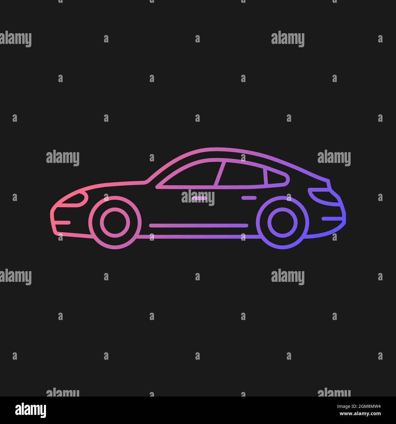 Sports sedan gradient vector icon for dark theme Stock Vector