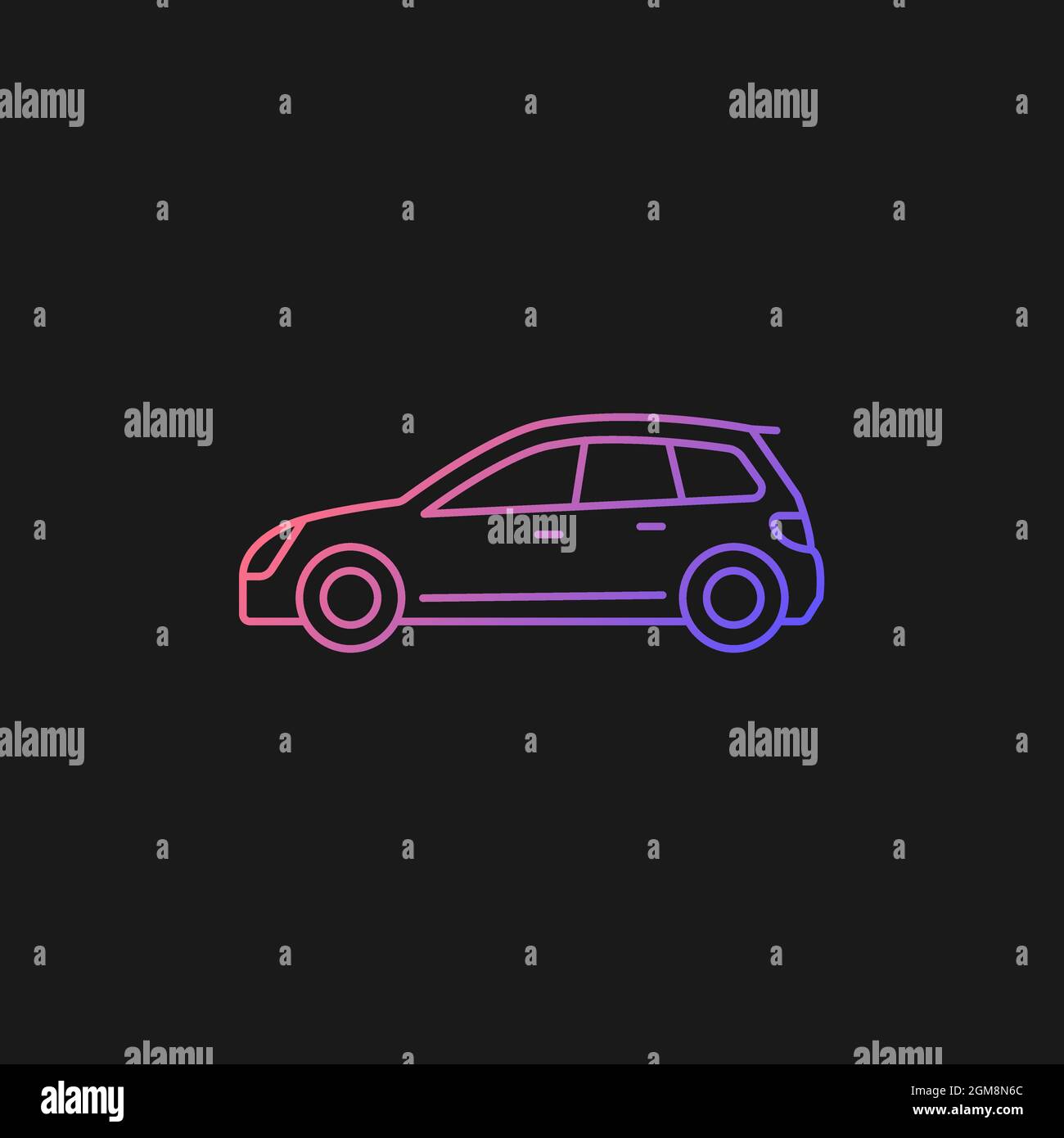 Hatchback gradient vector icon for dark theme Stock Vector