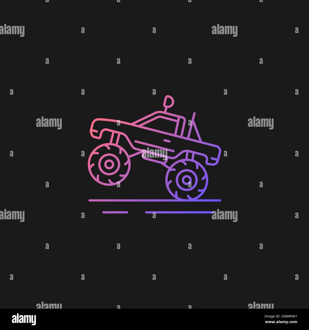 Monster truck racing gradient vector icon for dark theme Stock Vector