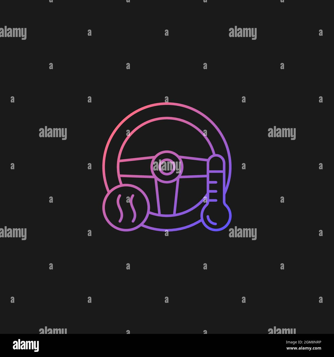 Heated steering wheel gradient vector icon for dark theme Stock Vector