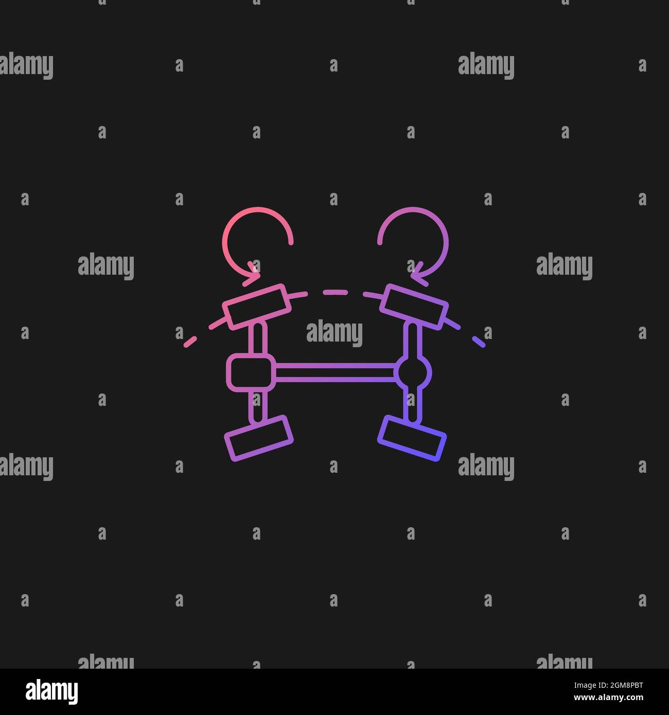 Four wheel steering system gradient vector icon for dark theme Stock Vector