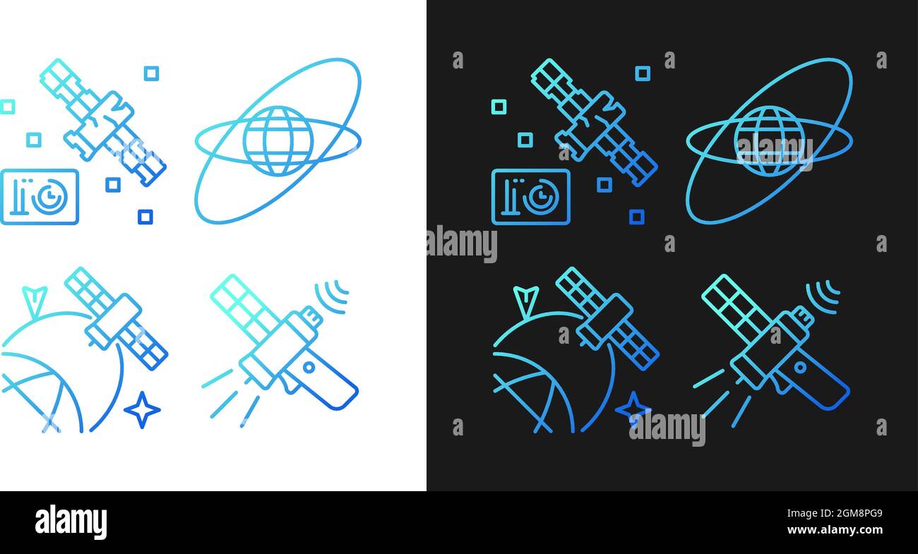 Satellites in space gradient icons set for dark and light mode Stock ...