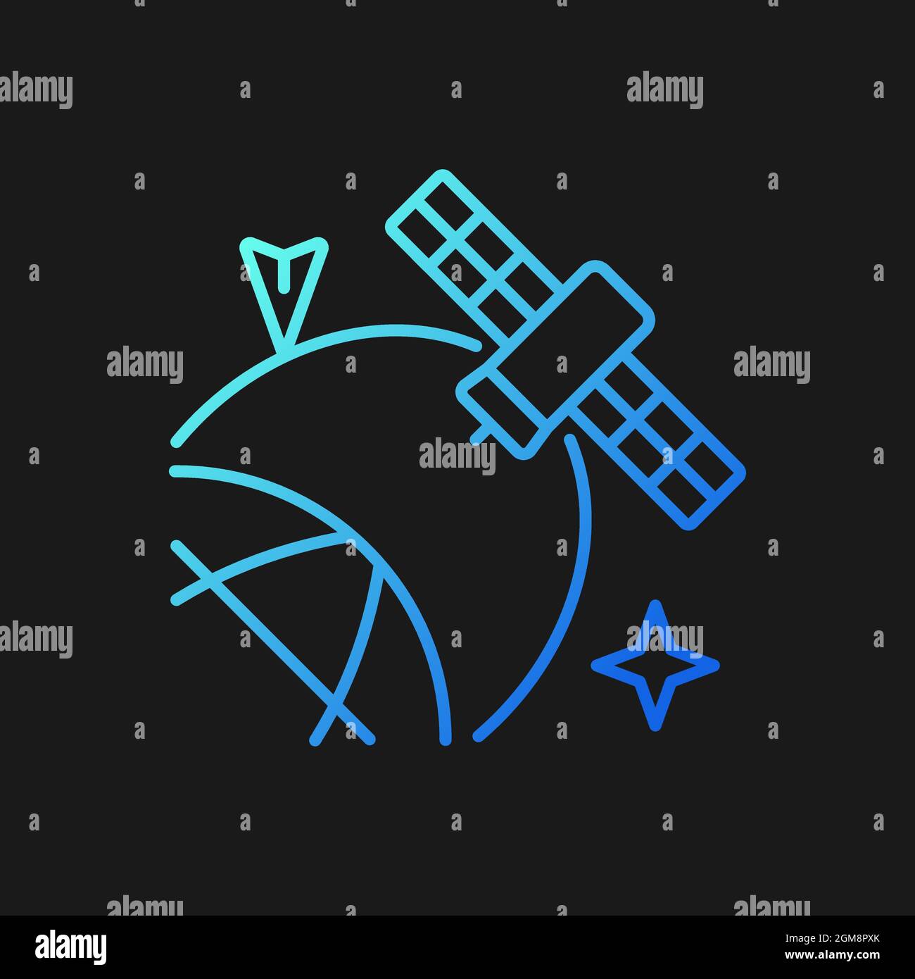 Satellite location in space gradient vector icon for dark theme Stock Vector
