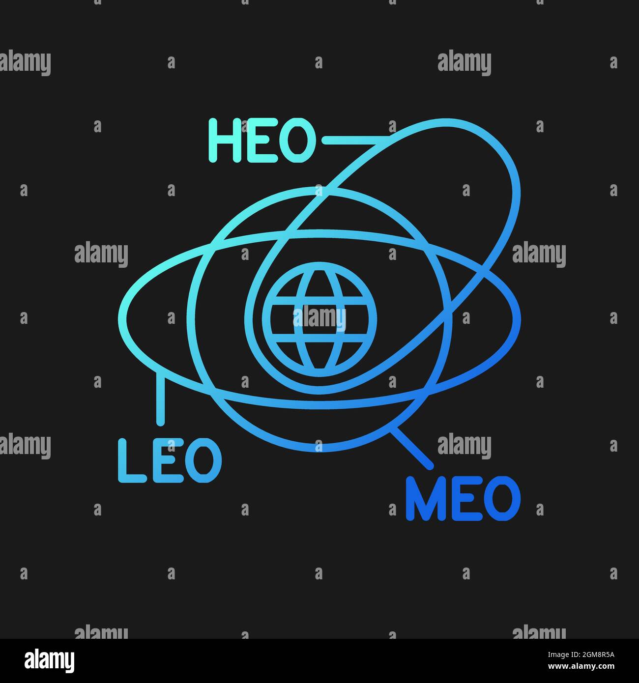 Geocentric Orbit type satellites gradient vector icon for dark theme Stock Vector