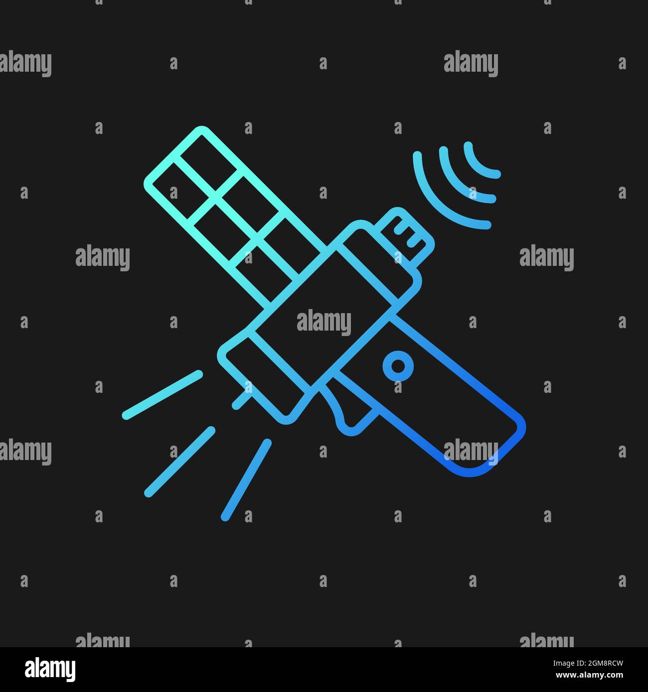 Communications satellite gradient vector icon for dark theme Stock Vector