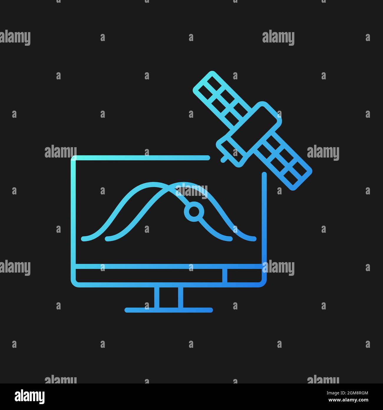 Satellite tracking gradient vector icon for dark theme Stock Vector