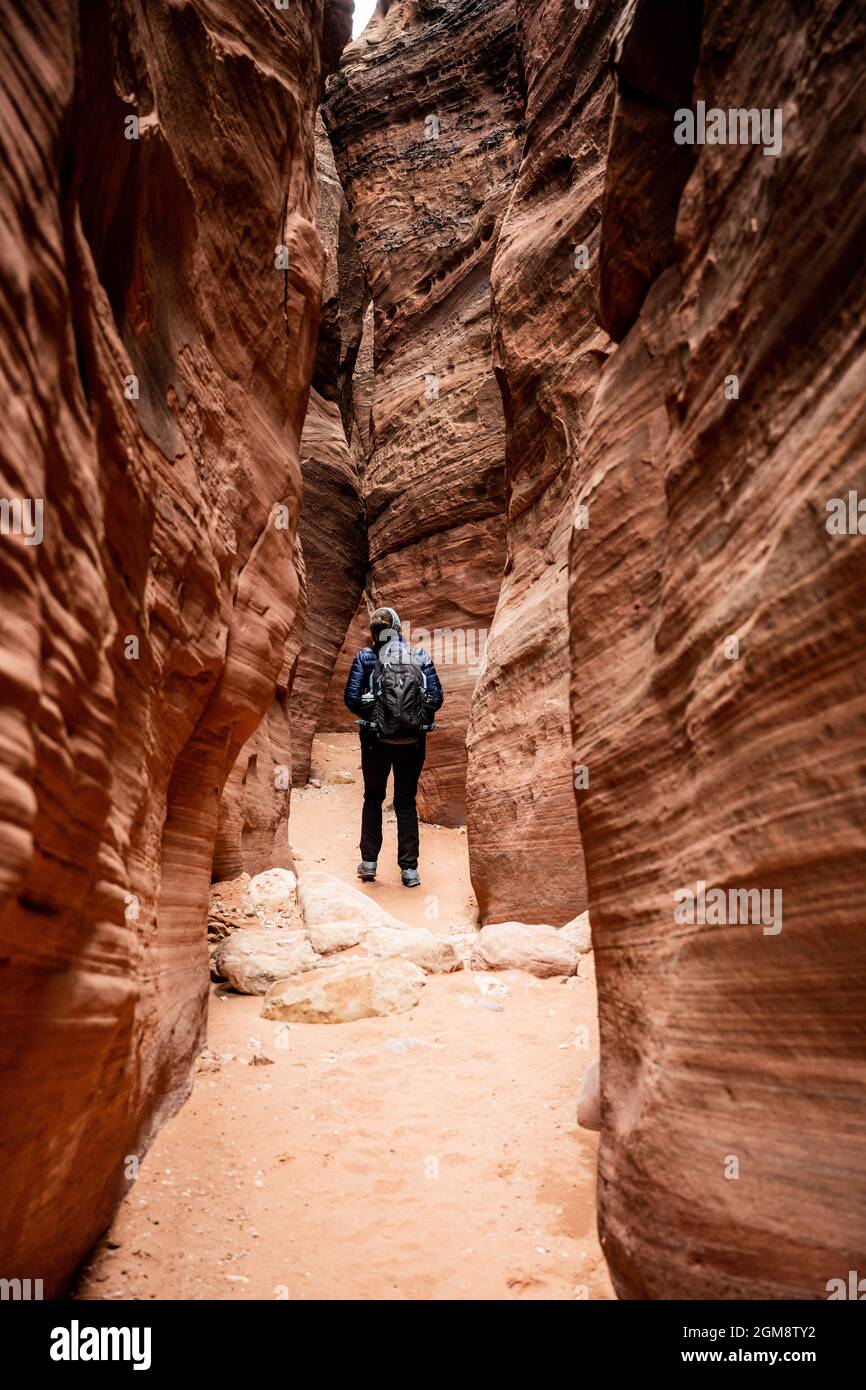 White woman walks through road hi-res stock photography and images - Alamy