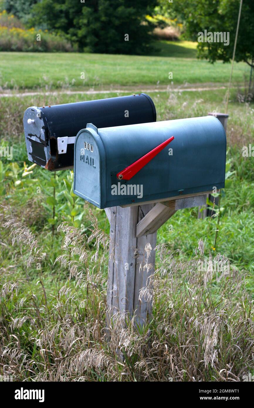 A pair of rural mailboxes in the Canadian countryside Stock Photo Alamy