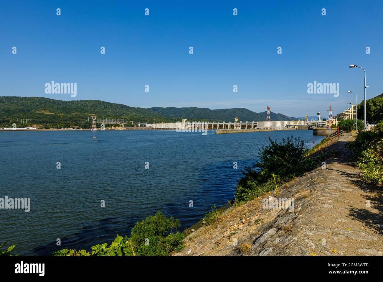 The Danube Iron Gate at Serbia and Romania Stock Photo