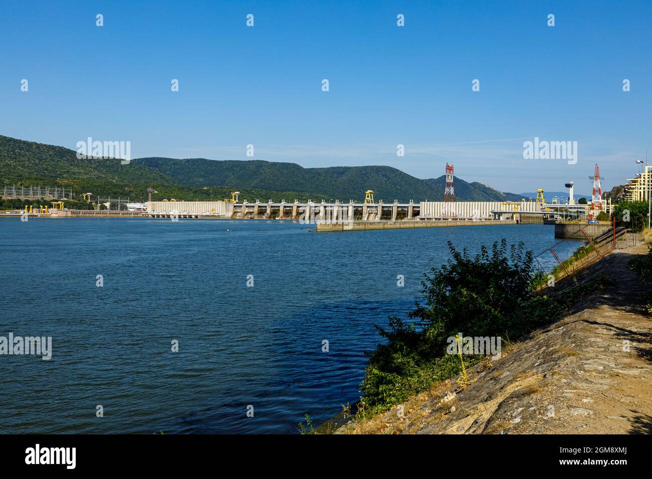 The Danube Iron Gate at Serbia and Romania Stock Photo