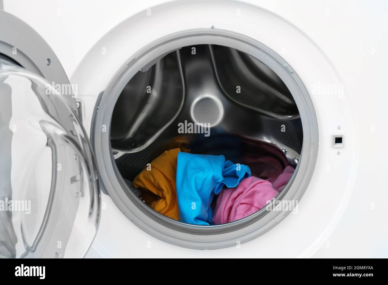 Laundry in washing machine, closeup Stock Photo Alamy