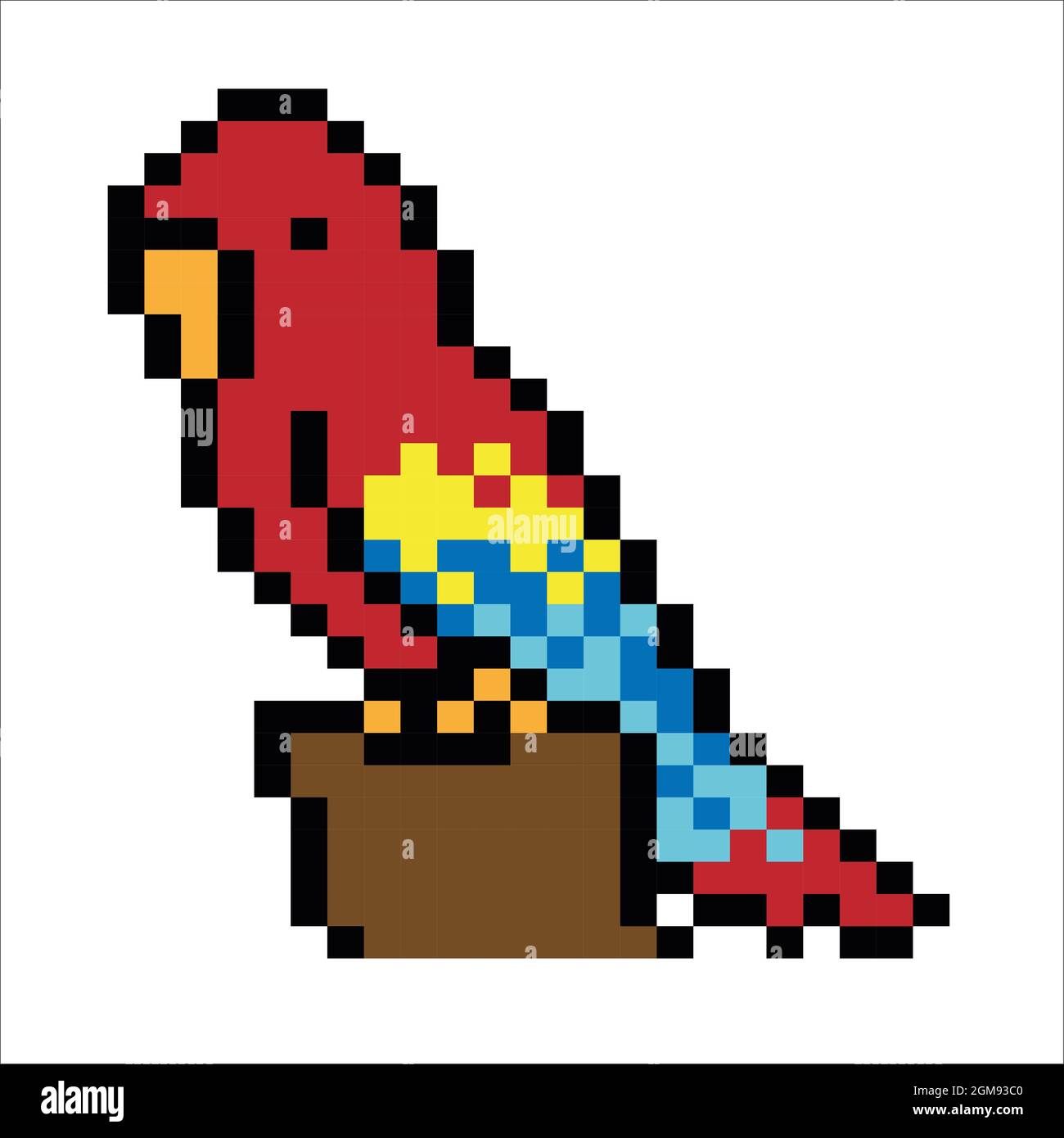 parrot Pixel Art isolated on white Background. bit icon. Pixel design illustration. Pixel art. Stock Photo