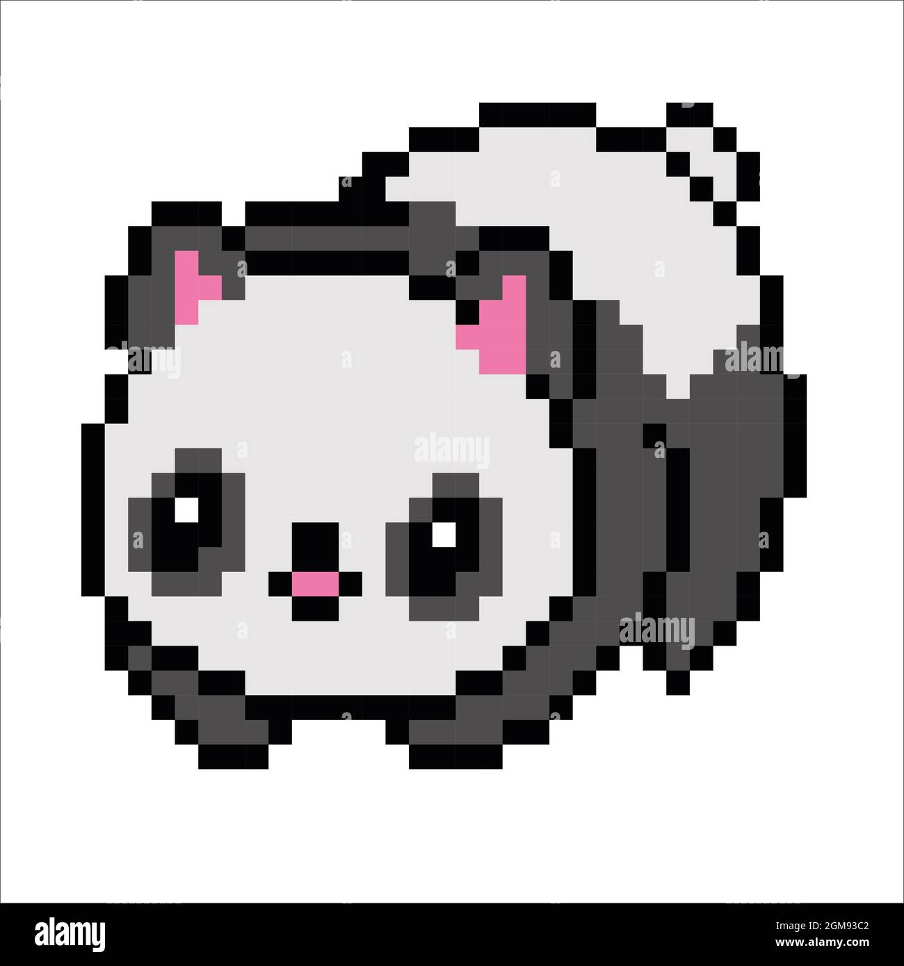 panda Pixel Art isolated on white Background. bit icon. Pixel design illustration. Pixel art. Stock Photo