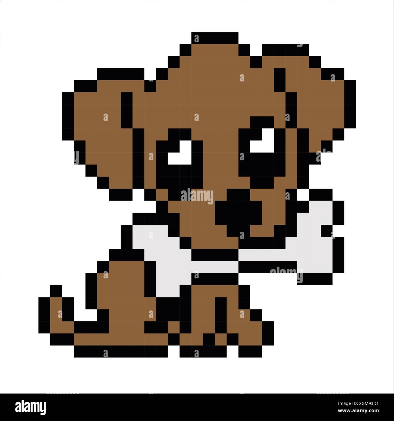 cute dog Pixel Art isolated on white Background. bit icon. Pixel design illustration. Pixel art. Stock Photo