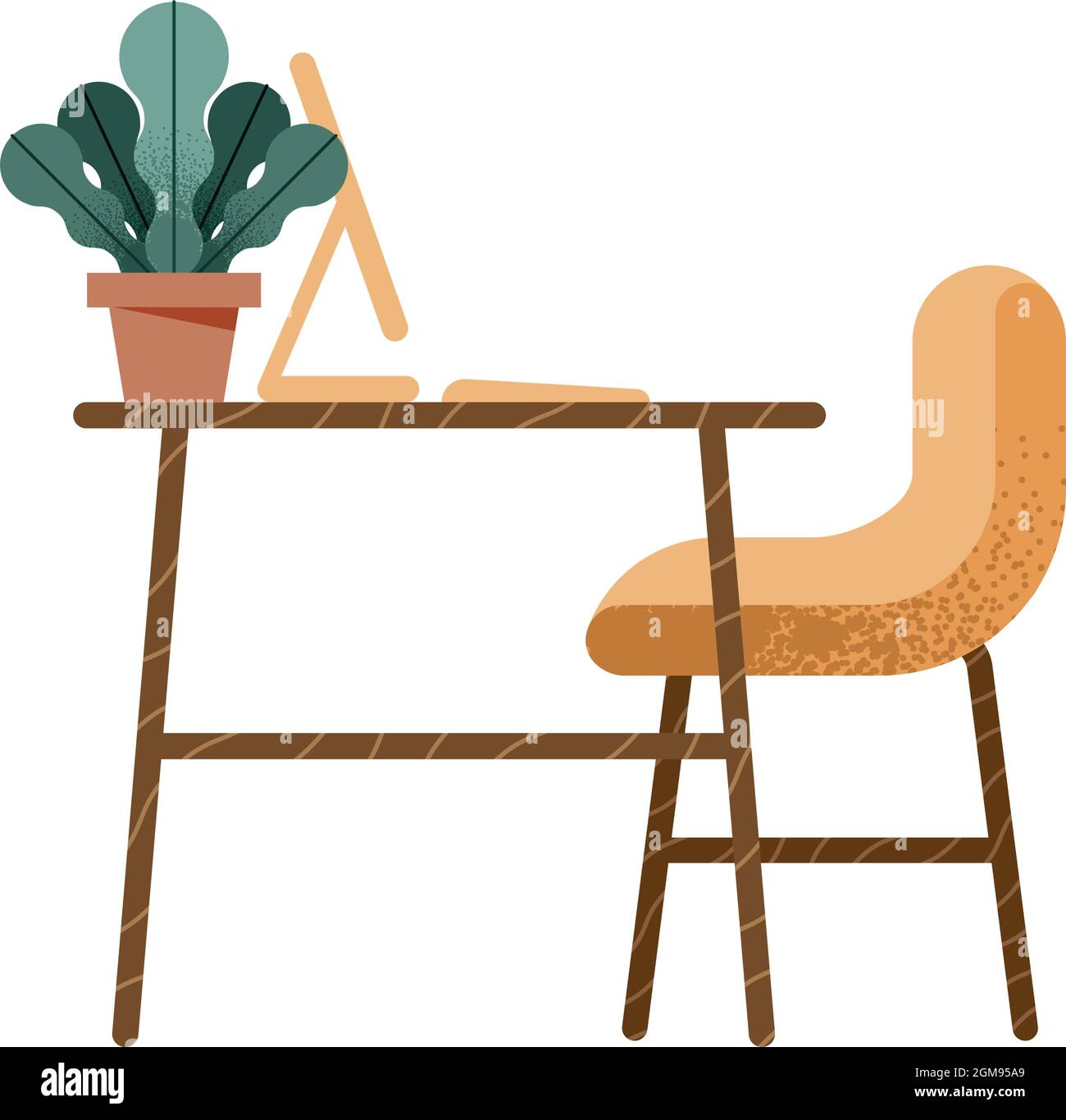 Office desk with computer on white background Stock Vector Image & Art ...