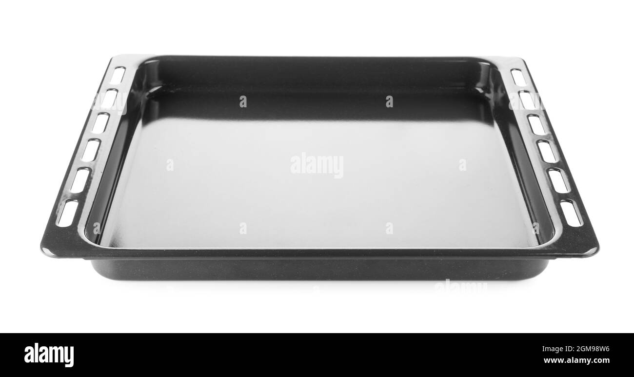 Empty baking sheet for oven on white background Stock Photo Alamy