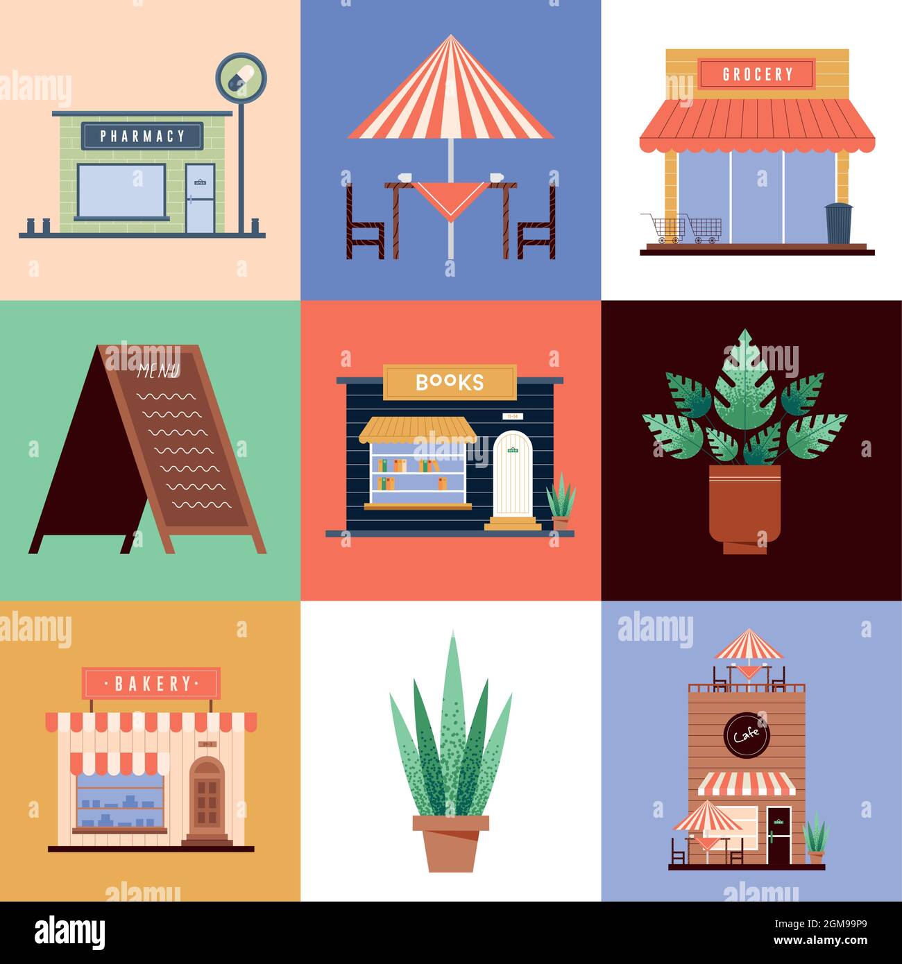 stores symbol set in frames background Stock Vector Image & Art - Alamy