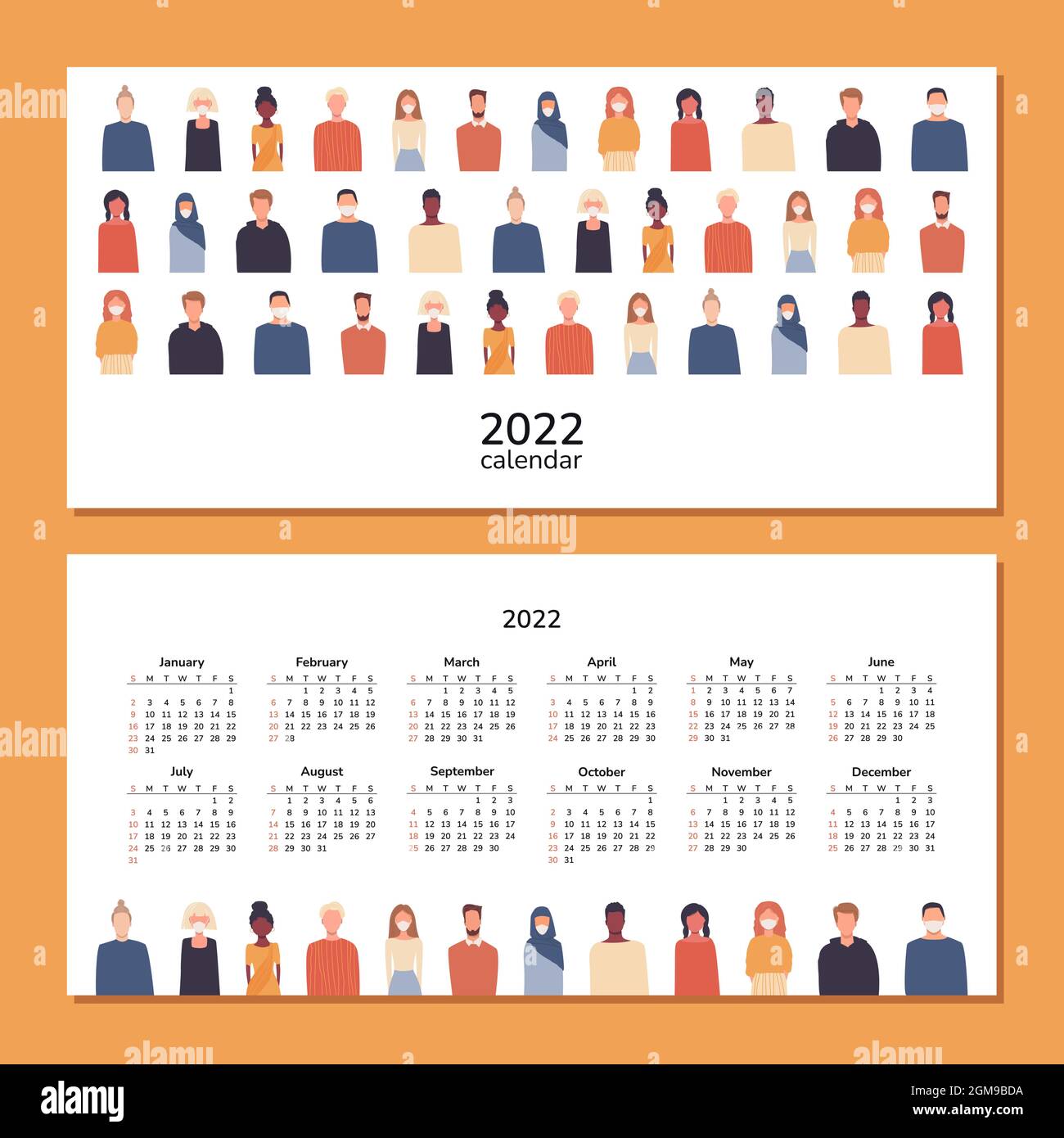 Multicultural Calendar 2022 Horizontal Calendar 2022. People. Happy New Year. Wall Desk Table Calendar.  People Of Different Nationalities In Masks. Multiethnic, Multicultural  Stock Vector Image & Art - Alamy