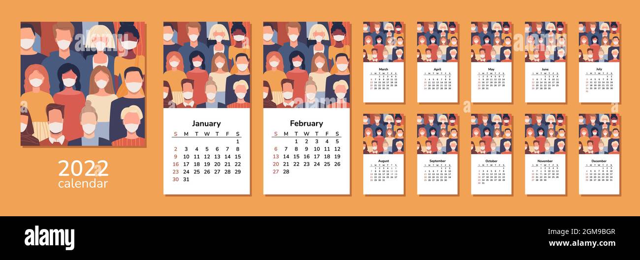Multicultural Calendar 2022 Square Calendar 2022. Happy New Year. People Of Different Nationalities  Wearing Medical Masks. Global Society. Cultural Diversity. Corona Virus  Stock Vector Image & Art - Alamy
