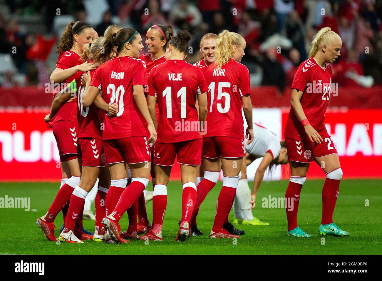 Denmark. 16th Sep, 2021. Pernille Harder (10) of Denmark scores