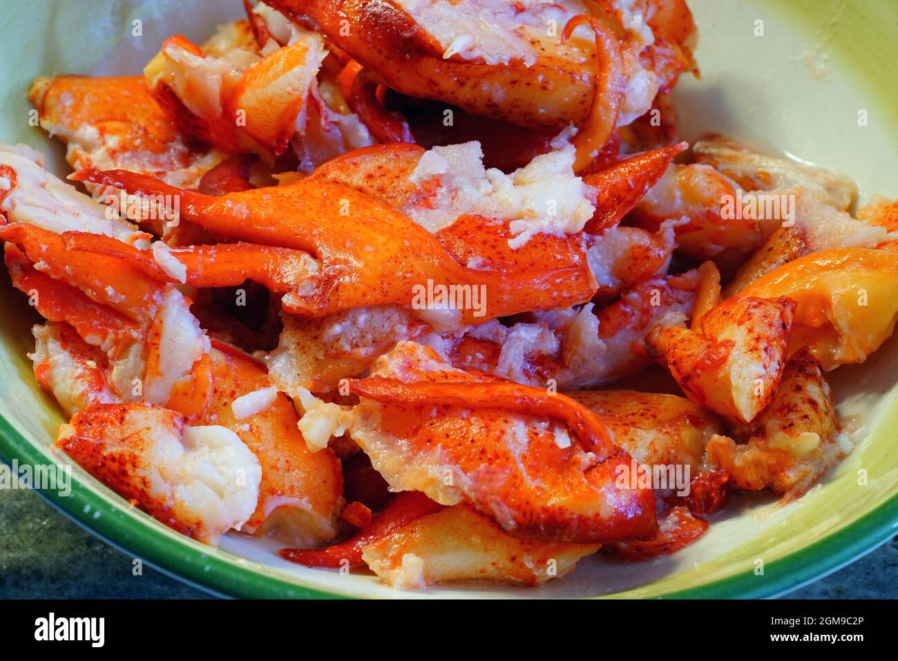 Bowl of sauteed lobster meat Stock Photo Alamy