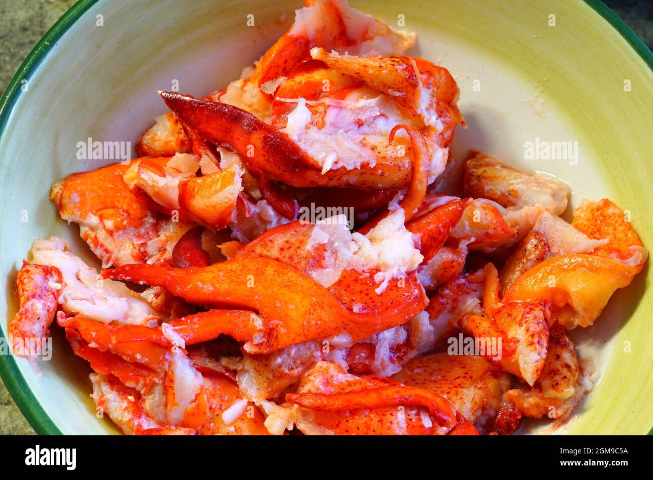 Bowl of sauteed lobster meat Stock Photo Alamy