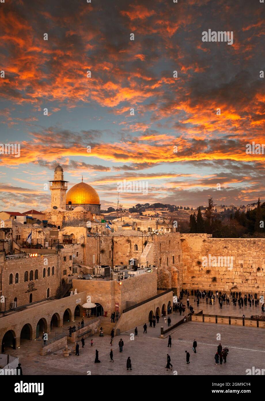Western Wall at the Dome Of The Rock on the Temple Mount in Jerusalem, Israel Stock Photo