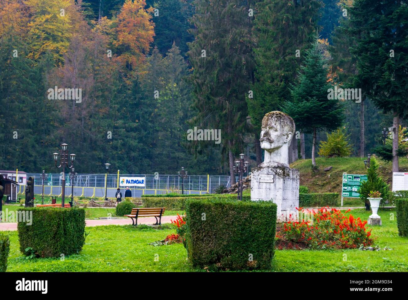 Statue In The Central Park of Slanic Moldova, Bacau, Romania Stock Photo