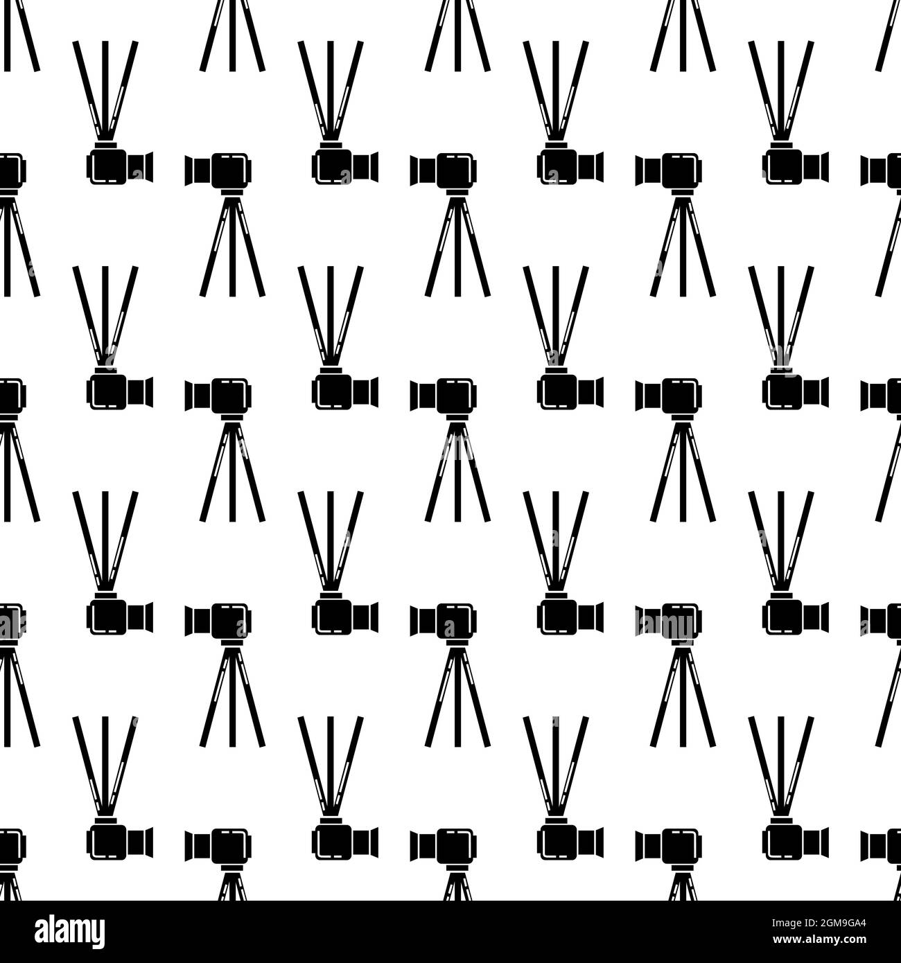Video camera on stand pattern seamless background texture repeat wallpaper geometric vector Stock Vector
