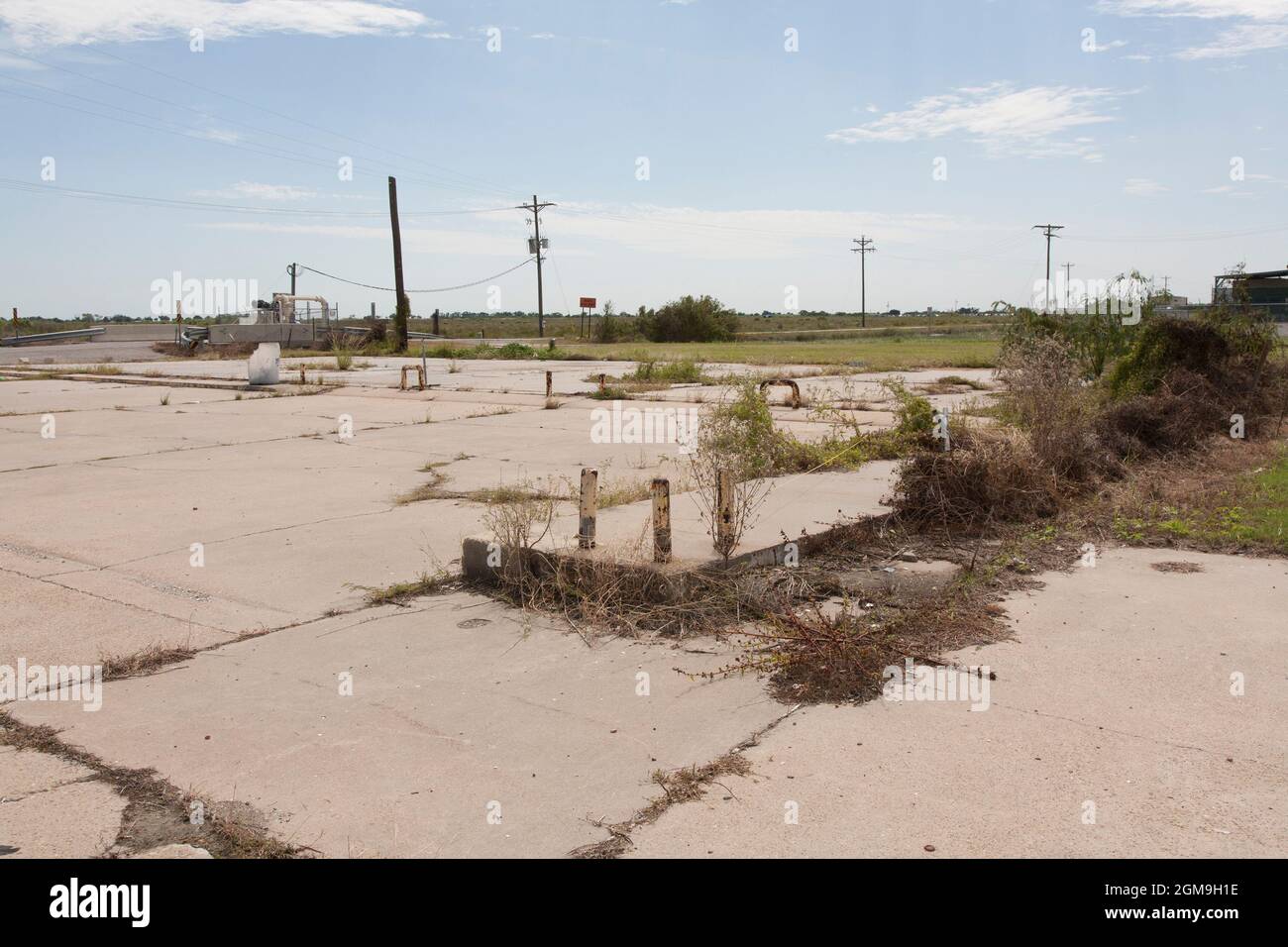 All that remains of this building in Cameron is the foundation. It was not able to withstand Hurricane Ike in 2008, Davis Road, Cameron, LA. Stock Photo
