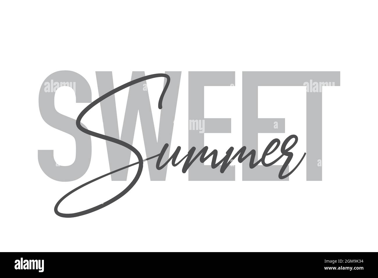 Modern, simple, minimal typographic design of a saying 'Sweet Summer' in tones of grey color. Cool, urban, trendy and playful graphic vector art with Stock Photo