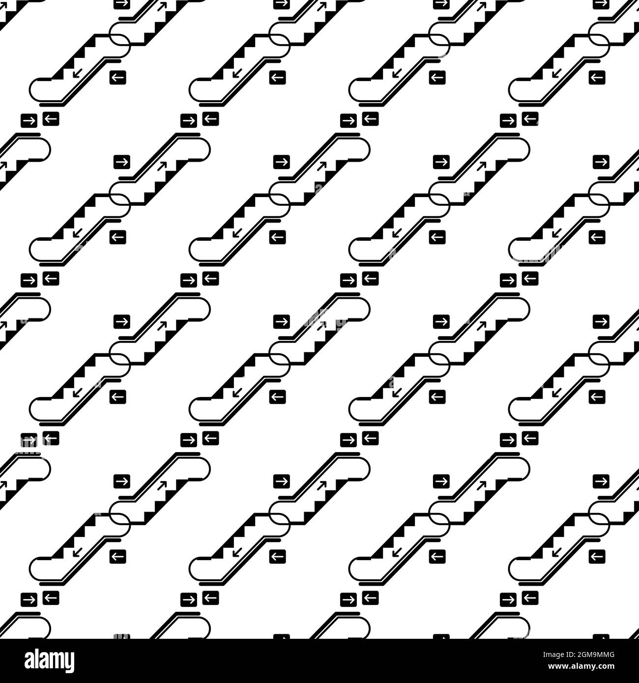 Empty move up escalator pattern seamless background texture repeat wallpaper geometric vector Stock Vector