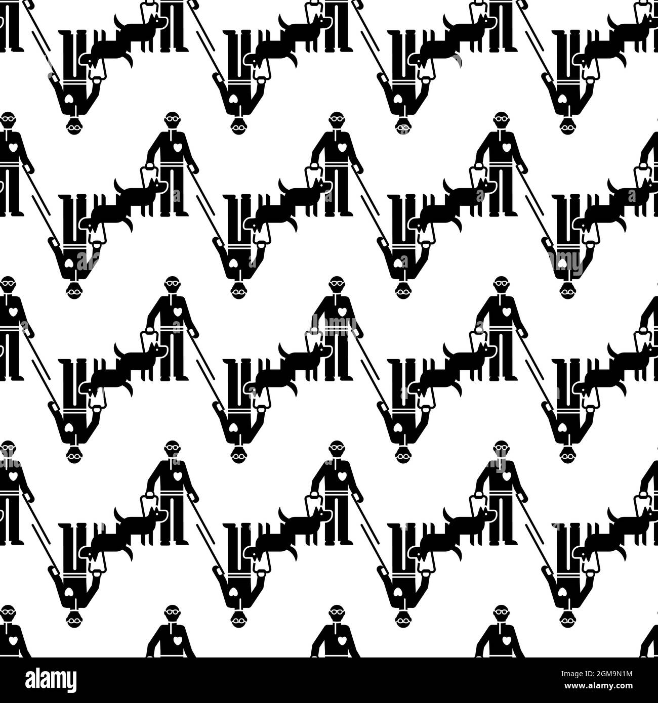 Invalid person with dog pattern seamless background texture repeat wallpaper geometric vector Stock Vector