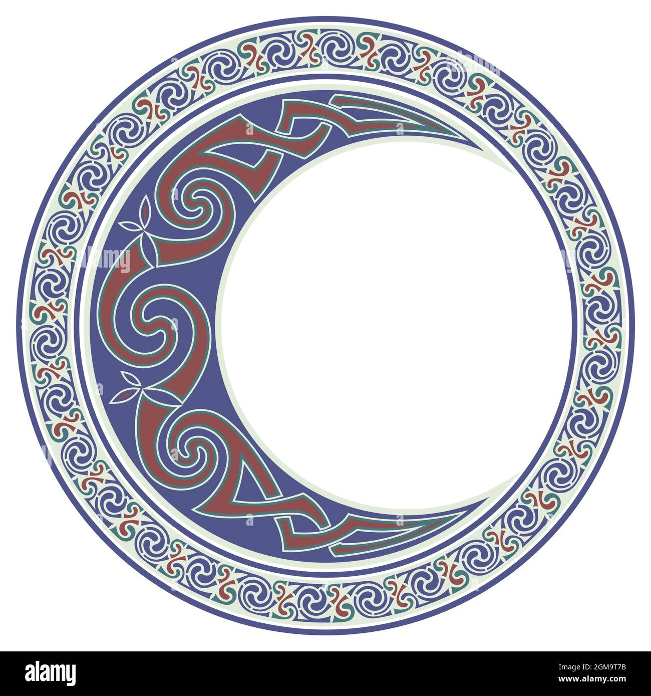 Round Celtic Design. Celtic mandala, Celtic Moon, horned moon Stock Vector