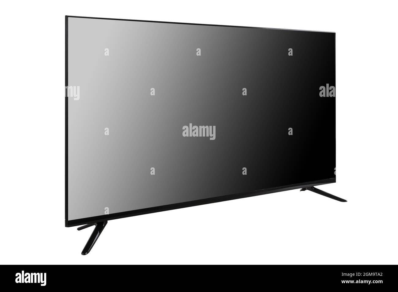 Modern black television set isolated on the white background side view. You can insert any image on the screen Stock Photo
