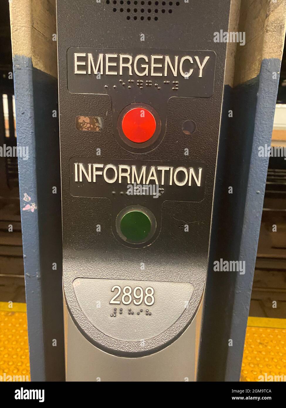 Emergency information access in subway station. Braille for the blind access. Stock Photo