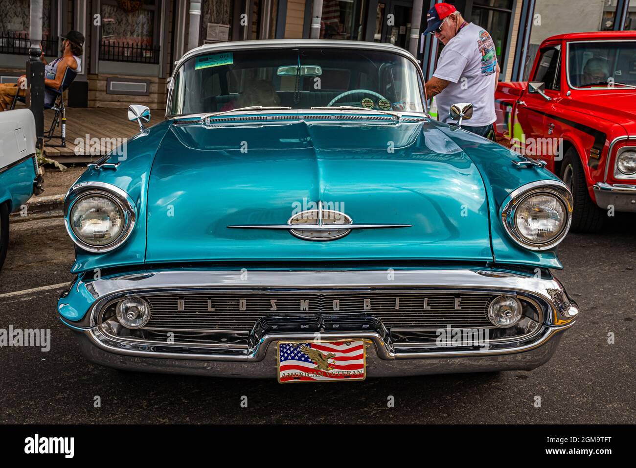 Virginia City, NV - July 30, 2021: 1957 Oldsmobile Golden Rocket 88 Hardtop Coupe at a local car show. Stock Photo