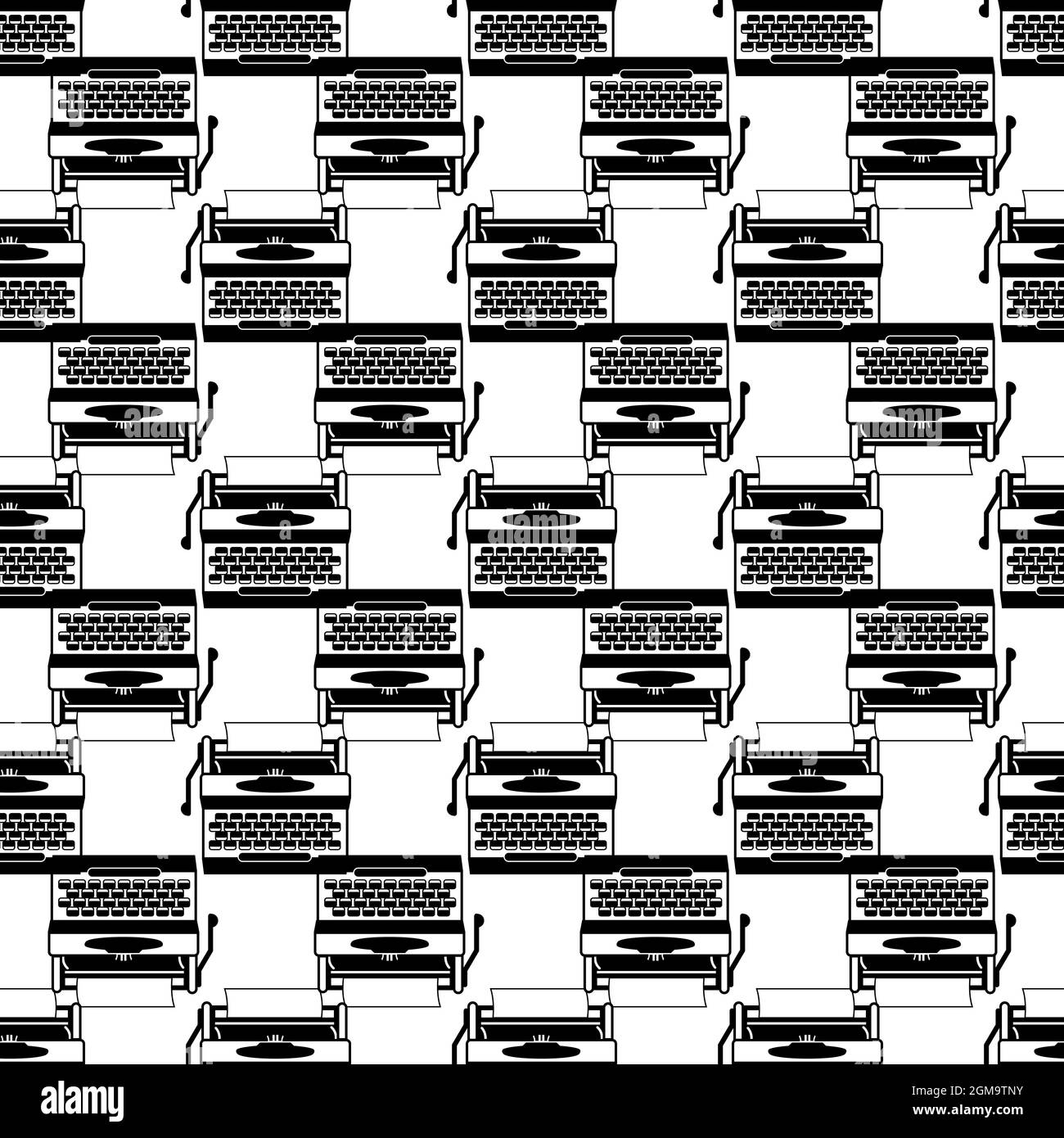 Antique typewriter pattern seamless background texture repeat wallpaper geometric vector Stock Vector