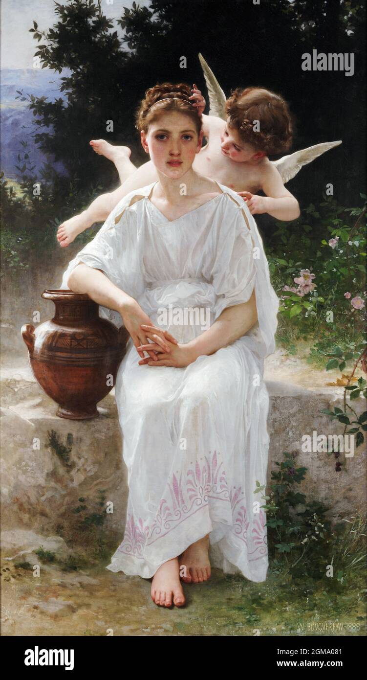 Whisperings of Love by William-Adolphe Bouguereau (1825-1905), oil on canvas, 1889 Stock Photo