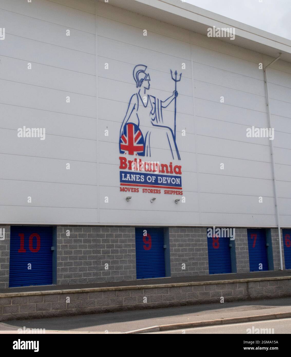 Britannia movers, storage, shippers logo on a Self Store storage facility warehouse, Marsh Barton, Exeter, Devon, UK Stock Photo