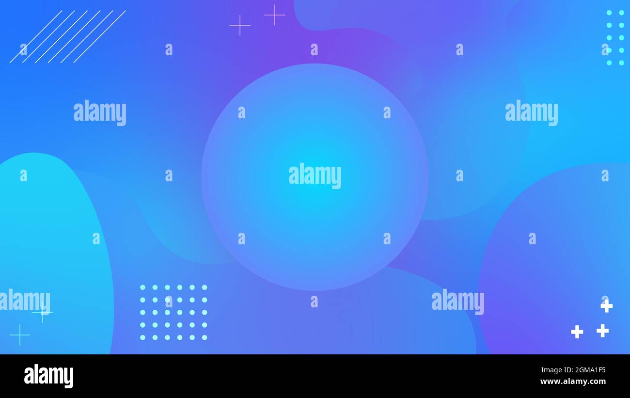 Illustration of a blue wavy texture with dots and pluses with a circle in the center Stock Photo