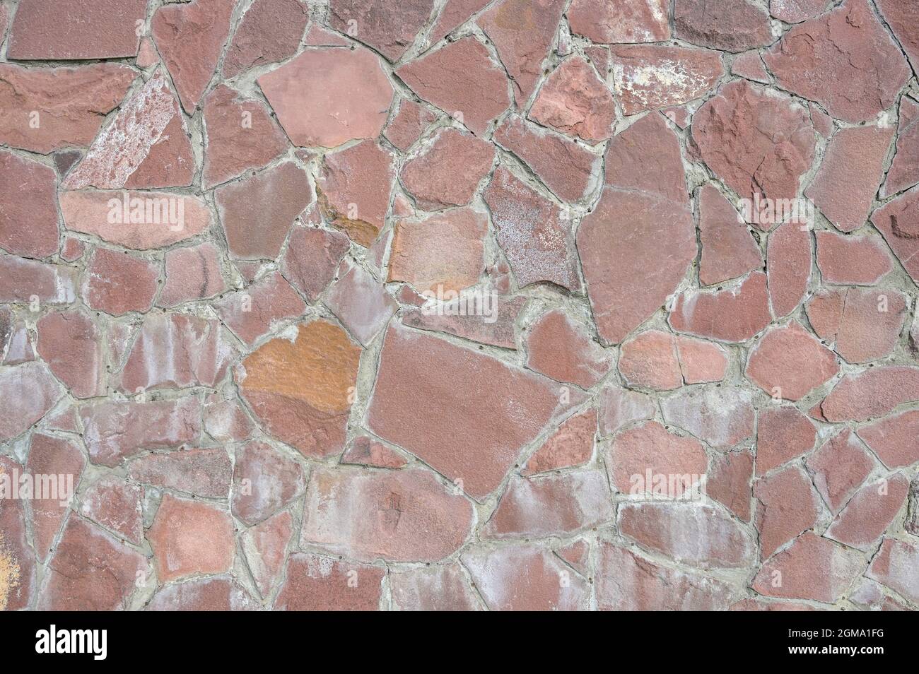 Decorative wall decoration with flat facing stone Stock Photo